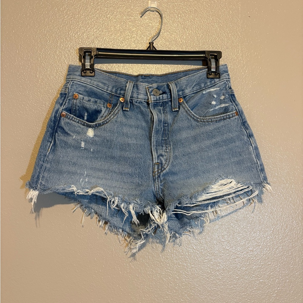 Levi's Blue Distressed Jean Shorts